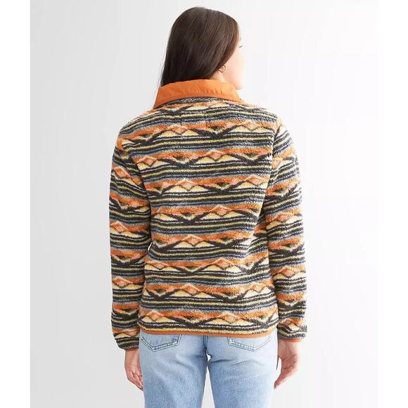 Billabong Sherpa Fleece Pullover A/Div Switchback Aztec 1/4 Snap Mock Neck Sz S - Picture 11 of 15